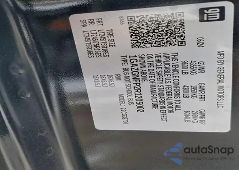 2024 Chevrolet Express G3500 Ls from USA, damaged, VIN 1GAZGNFP2R1205002